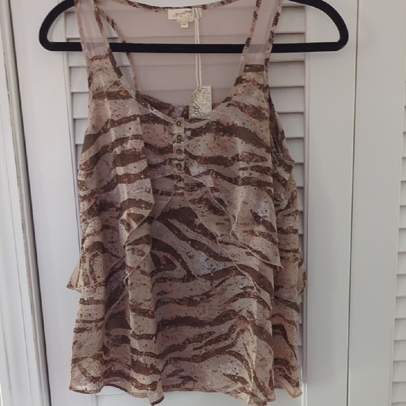 Mystree Tops - Mystree Brown and Cream Tank Top